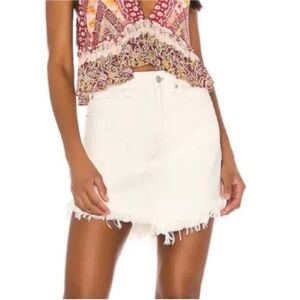 We The Free Ivory Frayed Mini Skirt EUC